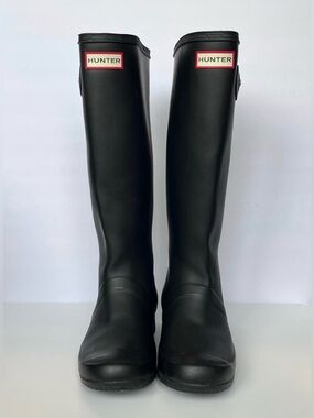 HUNTER Original Tall Black Rubber Waterproof Knee High Rain Boots Women's 6